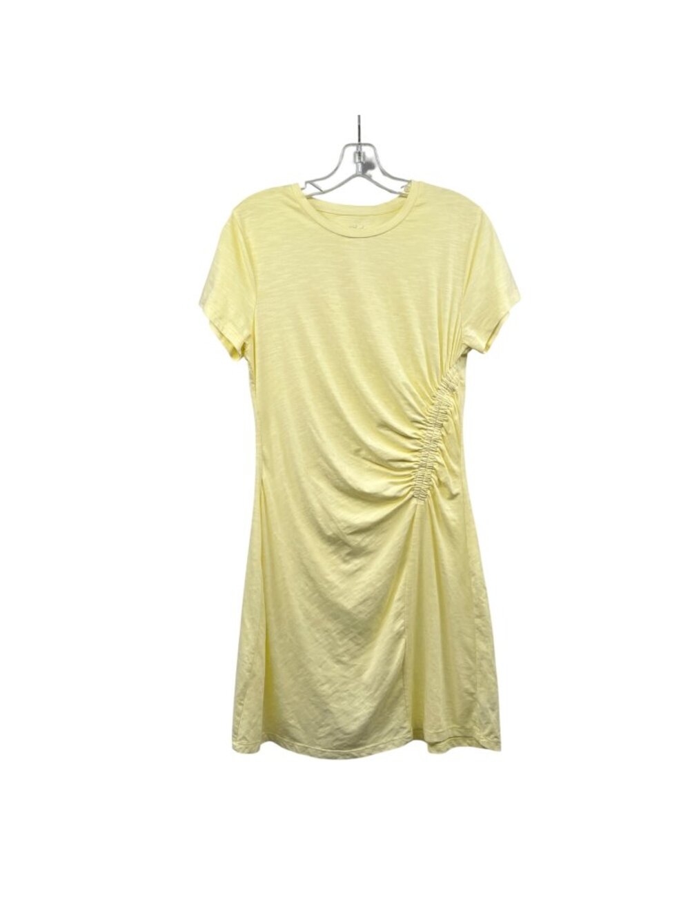Universal Thread T-Shirt Dress Gathered Sheer Yellow Short Sleeve Size Small